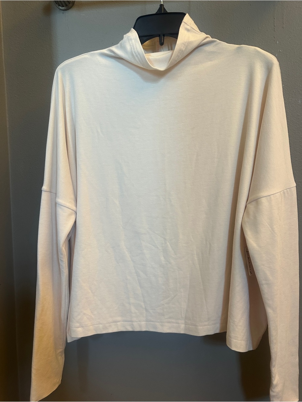 Free People Cream Lightweight Mock Neck Long-Sleeve Top- NWT XS